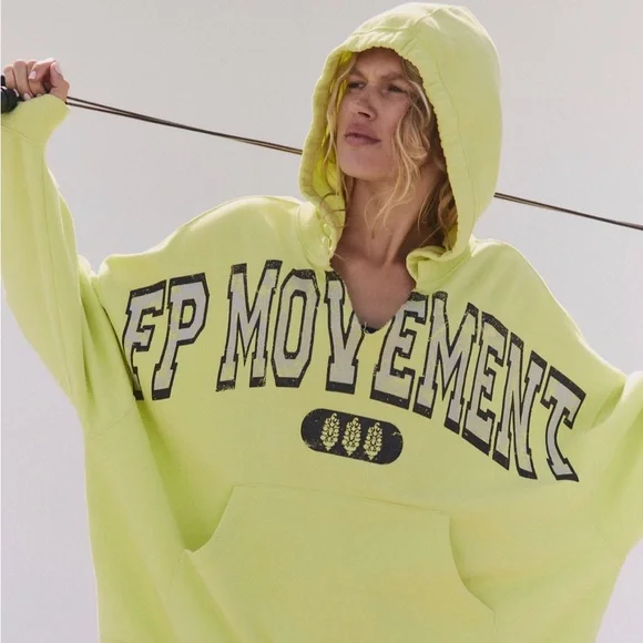 Free People Movement Best Of Logo Hoodie - Sour Citrus Combo - Picture 6 of 9